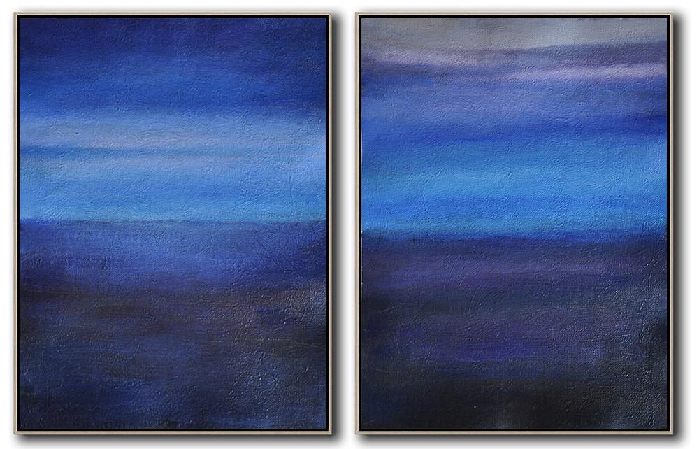 Hand-painted Set of 2 Abstract Painting on canvas, free shipping worldwide art work on canvas